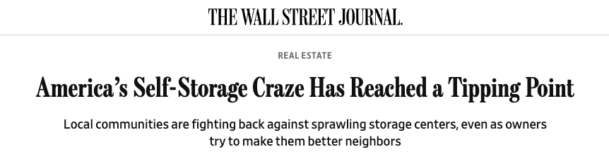 WSJ: America's Self-Storage Craze Has Reached a Tipping Point